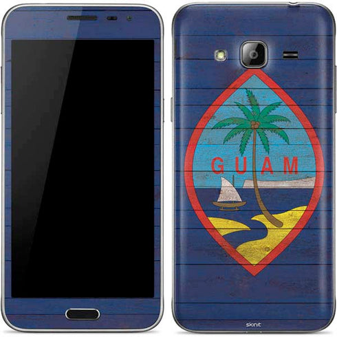 Guam Flag Dark Wood Galaxy J3 Skin